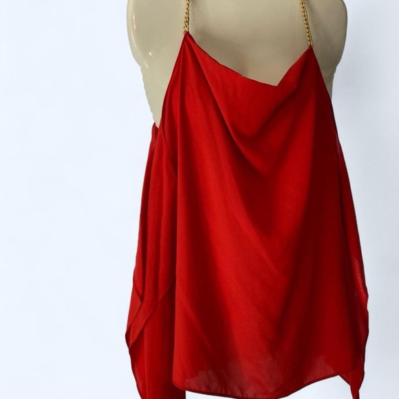 MICHAEL Kors Red Sleeveless Top with Gold Straps - Picture 1 of 4
